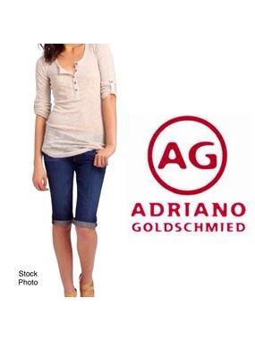 AG The Malibu Crop Pant Shorts Bermudas Cuffed Dark Wash (28R)